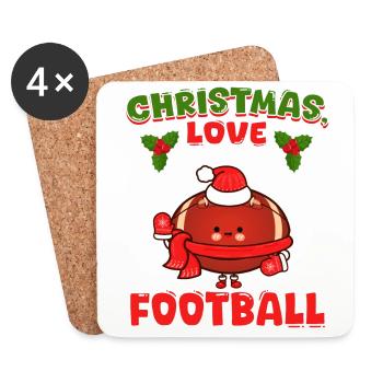 Joueurs de football universitaire Équipe Noël Amour - Dessous de verre (lot de 4) - blanc - Devant