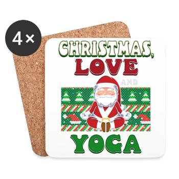 Yogini Yoga Meditation Christmas, Love and Yoga - Coasters (set of 4) - white - Front