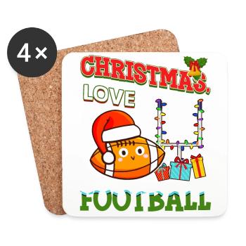 Joueurs de football universitaire Équipe Noël Amour - Dessous de verre (lot de 4) - blanc - Devant