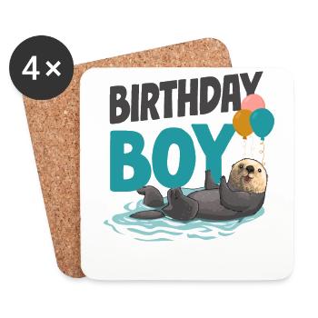 Otter Birthday Boy Birthday Boy - Coasters (set of 4) - white - Front