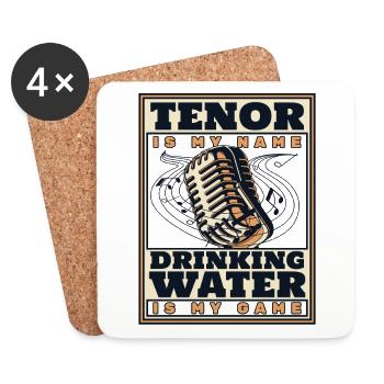 Tenor ist mein Name, Wasser trinken ist mein Spiel, Oper - Untersetzer (4er-Set) - Weiß - Vorne