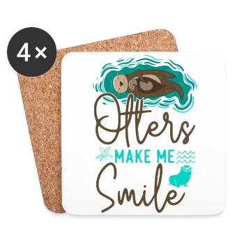 Otter Otters Make Me Smile - Coasters (set of 4) - white - Front