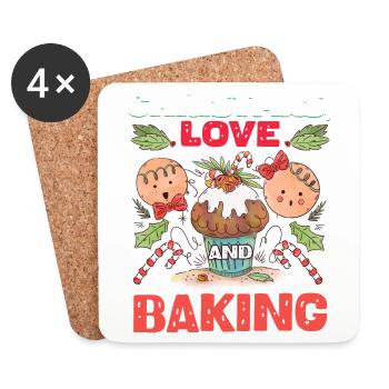 Noël, Amour et pâtisserie, Douce joie des fêtes - Dessous de verre (lot de 4) - blanc - Devant