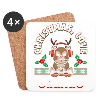 Christmas, Love and Gaming – Vibes für Gamer - Untersetzer (4er-Set) - Weiß - Vorne