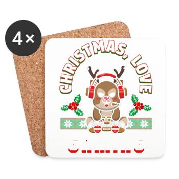 Christmas, Love and Gaming – Vibes für Gamer - Untersetzer (4er-Set) - Weiß - Vorne