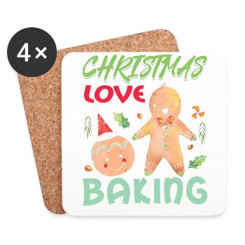 Noël, Amour et pâtisserie, Douce joie des fêtes - Dessous de verre (lot de 4) - blanc - Devant