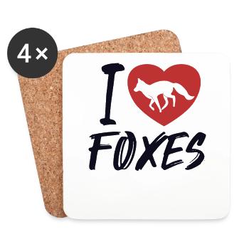 J’aime Renards roux Canidés Caninae Renard amoureux Renard - Dessous de verre (lot de 4) - blanc - Devant