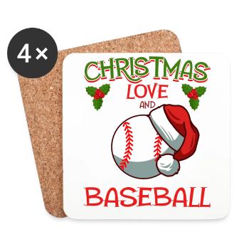 Baseball Spieler Team Club Weihnachten Liebe - Untersetzer (4er-Set) - Weiß - Vorne