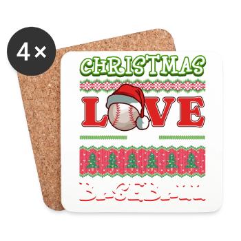 Baseball Spieler Team Club Weihnachten Liebe - Untersetzer (4er-Set) - Weiß - Vorne