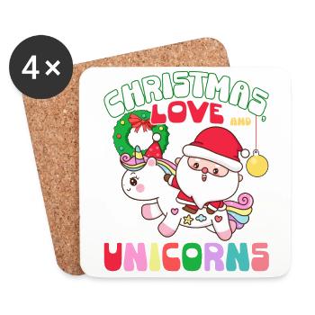 Einhorn Pferde Reitern Weihnachen Liebe Reiten - Untersetzer (4er-Set) - Weiß - Vorne