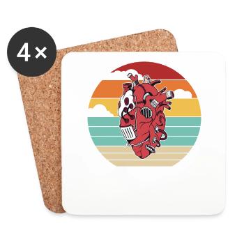 Rétro Pacemakers Cathéter Greffe Cœur Ouvert - Dessous de verre (lot de 4) - blanc - Devant