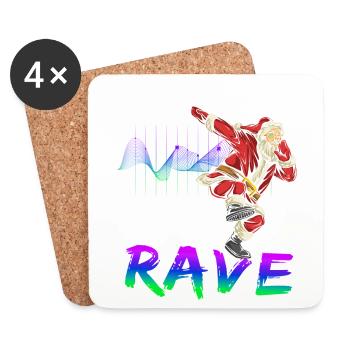 Noël Disco, Rave, Techno, House, Goa, Fête - Dessous de verre (lot de 4) - blanc - Devant