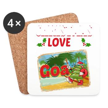 Noël Disco, Rave, Techno, House, Goa, Fête - Dessous de verre (lot de 4) - blanc - Devant