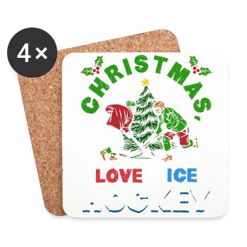 Christmas, love and hockey magic on the - Coasters (set of 4) - white - Front