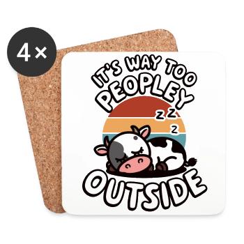 C’est beaucoup trop populaire à l’extérieur Vache à l’humour drôle - Dessous de verre (lot de 4) - blanc - Devant