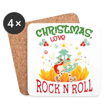 Heavy Hard Metal Christmas, Love Rock 'n' Roll - Coasters (set of 4) - white - Front