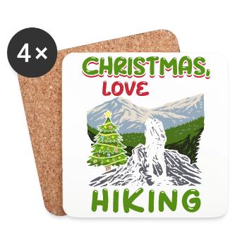 Frohes Fest Weihnachten, Liebe & Wandern - Untersetzer (4er-Set) - Weiß - Vorne