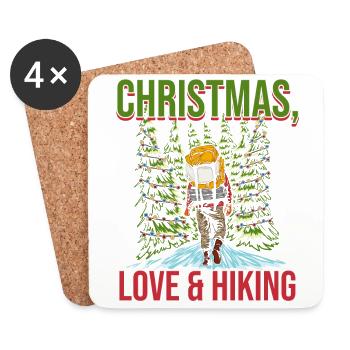 Frohes Fest Weihnachten, Liebe & Wandern - Untersetzer (4er-Set) - Weiß - Vorne