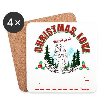 Frohes Fest Weihnachten, Liebe & Wandern - Untersetzer (4er-Set) - Weiß - Vorne