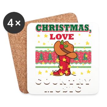 Christmas, Love Country Music Christmas Concerts - Coasters (set of 4) - white - Front