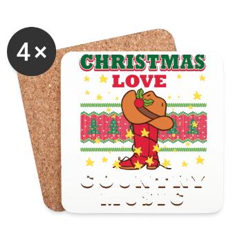 Christmas, Love Country Music Christmas Concerts - Coasters (set of 4) - white - Front