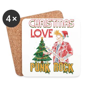 Rocking Christmas: Concert Santa Claus Punk Rock - Coasters (set of 4) - white - Front