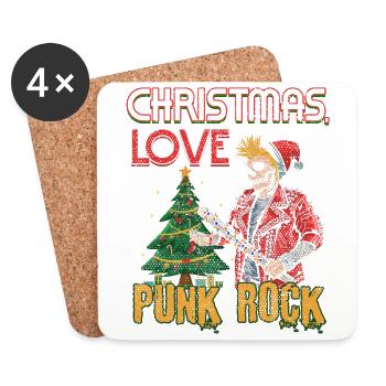 Rocking Christmas: Concert Santa Claus Punk Rock - Coasters (set of 4) - white - Front