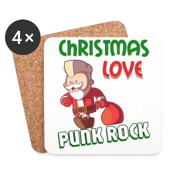 Rocking Christmas: Concert Santa Claus Punk Rock - Coasters (set of 4) - white - Front