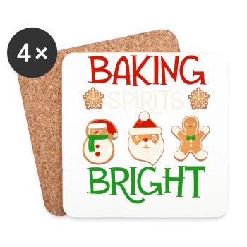 Noël, Amour et pâtisserie, Douce joie des fêtes - Dessous de verre (lot de 4) - blanc - Devant