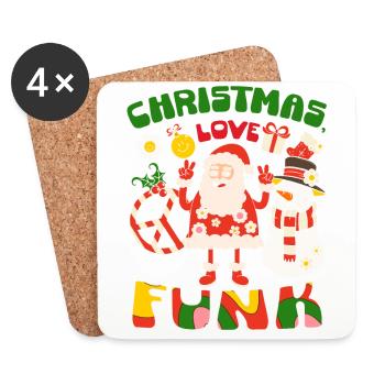 Noël, l’amour et le funk – Musique groove festive - Dessous de verre (lot de 4) - blanc - Devant