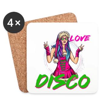 Noël Disco, Rave, Techno, House, Goa, Fête - Dessous de verre (lot de 4) - blanc - Devant