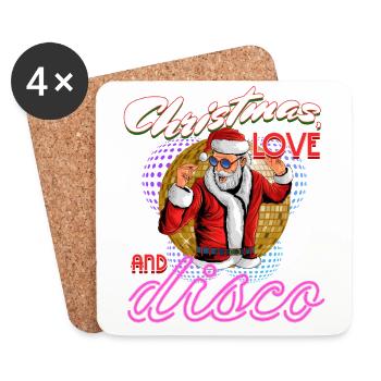 Noël Disco, Rave, Techno, House, Goa, Fête - Dessous de verre (lot de 4) - blanc - Devant