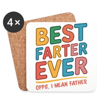 Pet Dire Péter Papa Chiots Drôle Pet Cadeau - Dessous de verre (lot de 4) - blanc - Devant