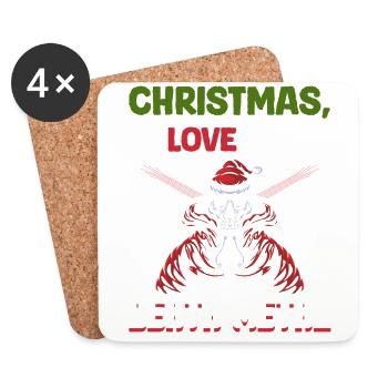 Noël, amour et death metal ! Fans de métal ! - Dessous de verre (lot de 4) - blanc - Devant