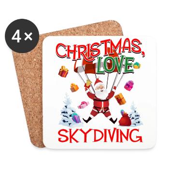 Fallschirm Skydive Weihnachten Liebe und Skydiving - Untersetzer (4er-Set) - Weiß - Vorne