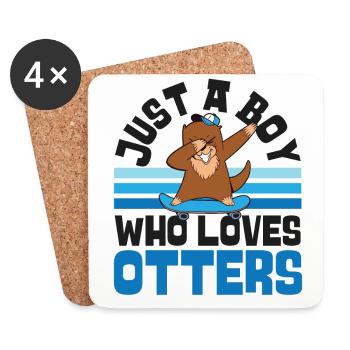Otter Boy Juste un garçon qui aime - Dessous de verre (lot de 4) - blanc - Devant