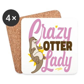 Otter Crazy Otter Lady - Coasters (set of 4) - white - Front