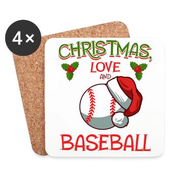 Baseball Spieler Team Club Weihnachten Liebe - Untersetzer (4er-Set) - Weiß - Vorne
