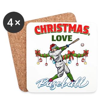 Baseball Spieler Team Club Weihnachten Liebe - Untersetzer (4er-Set) - Weiß - Vorne