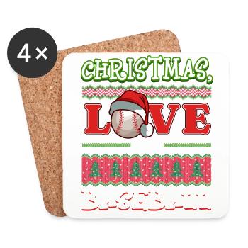 Baseball Spieler Team Club Weihnachten Liebe - Untersetzer (4er-Set) - Weiß - Vorne