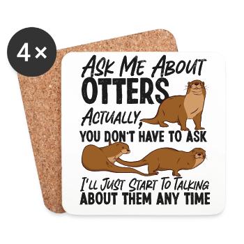 Otter Ask Me About Otters - Untersetzer (4er-Set) - Weiß - Vorne
