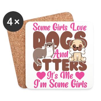 Chien loutre Certaines filles aiment les chiens et - Dessous de verre (lot de 4) - blanc - Devant
