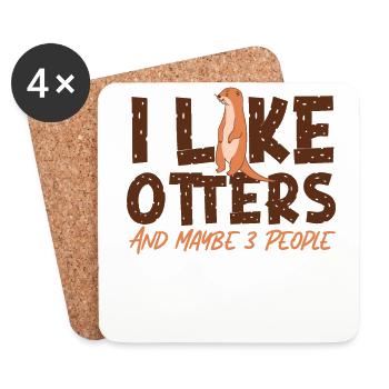 Otter I Like Otters And Maybe 3 - Coasters (set of 4) - white - Front