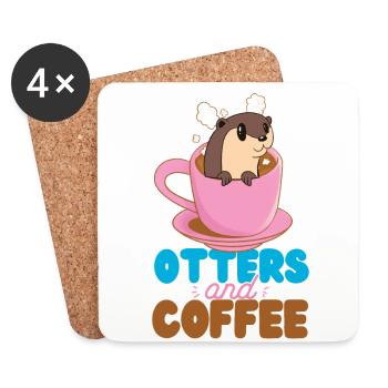 Otter Coffee Otters And Coffee - Coasters (set of 4) - white - Front