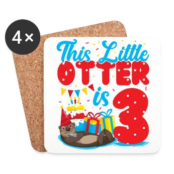 Anniversaire de la loutre Cette petite loutre - Dessous de verre (lot de 4) - blanc - Devant