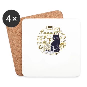 Physics Quantum Nerd Dead + Alive Schrödingers - Coasters (set of 4) - white - Front