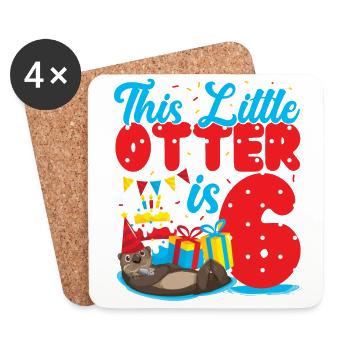 Anniversaire de la loutre Cette petite loutre - Dessous de verre (lot de 4) - blanc - Devant