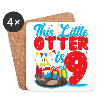 Anniversaire de la loutre Cette petite loutre - Dessous de verre (lot de 4) - blanc - Devant