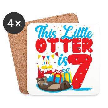 Anniversaire de la loutre Cette petite loutre - Dessous de verre (lot de 4) - blanc - Devant