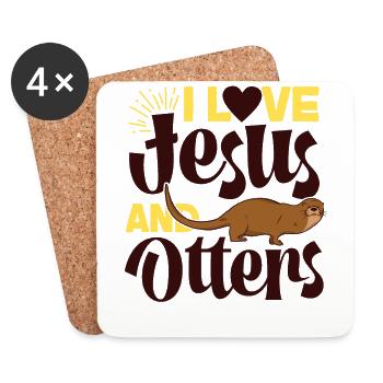 Otter Jesus Faith Christian I Love - Coasters (set of 4) - white - Front